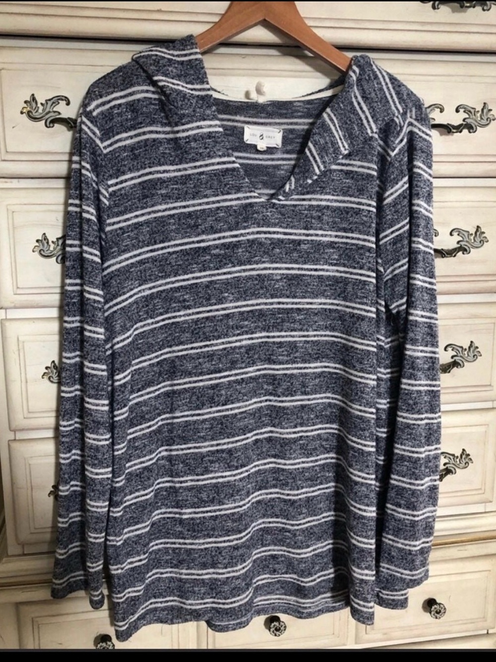 Lou & Grey Navy and White Striped Hooded Pullover